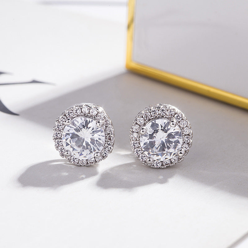 Inlaid Zircon Geometric Stud Earrings
