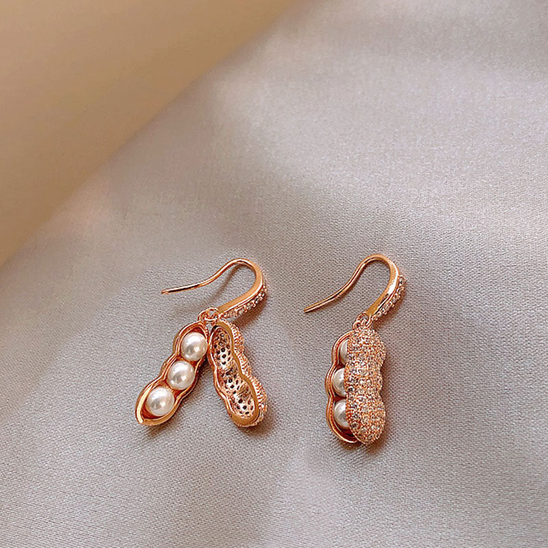 Diamond Peanut Pearl Earrings
