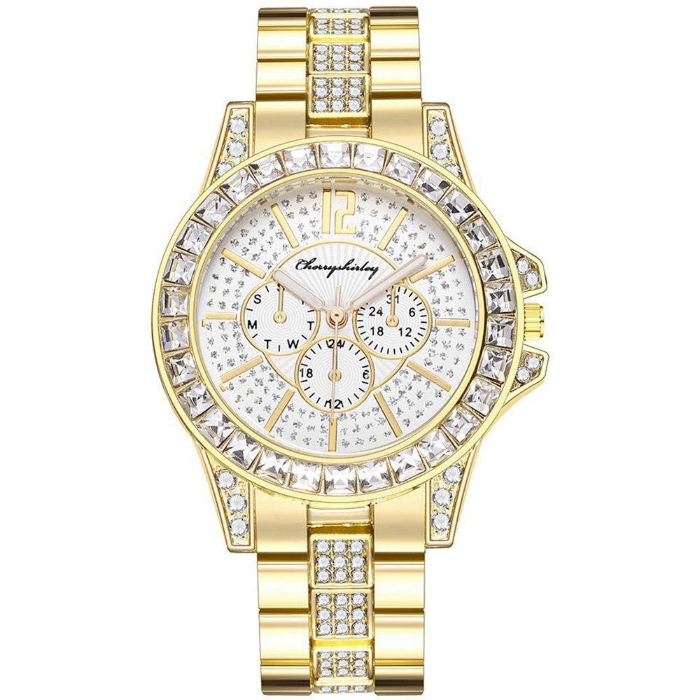 Diamond Three-eye Steel Belt Watch
