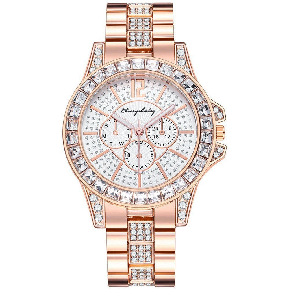 Diamond Three-eye Steel Belt Watch