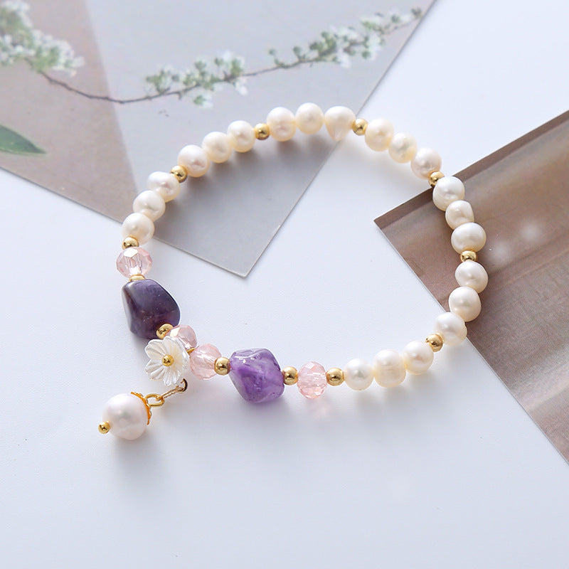 Natural Freshwater Pearl Crystal Bracelet