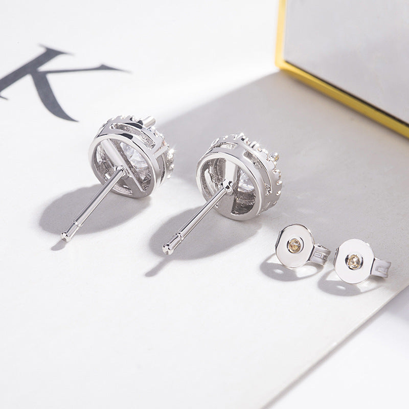 Inlaid Zircon Geometric Stud Earrings