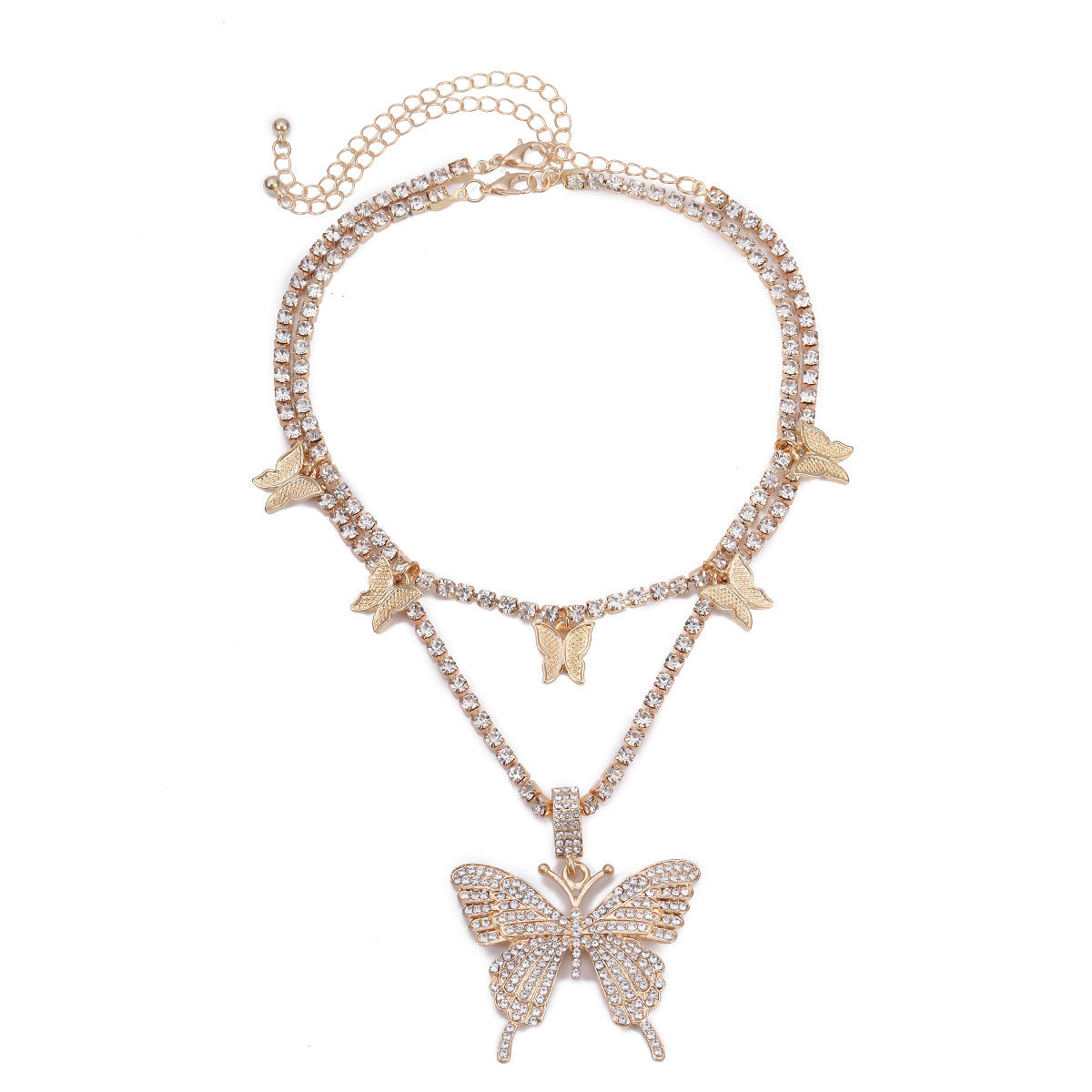 Multi-layered necklace butterfly