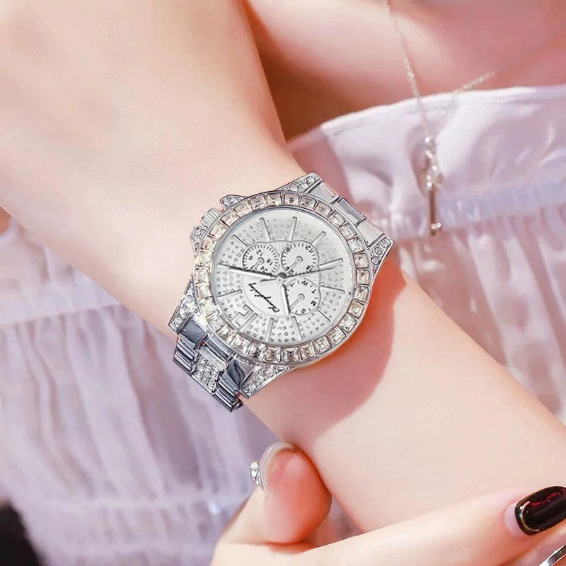 Diamond Three-eye Steel Belt Watch