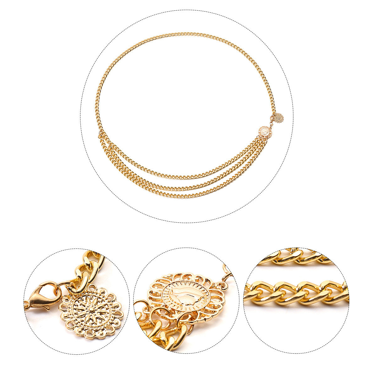 Sunflower disk aluminum waist chain
