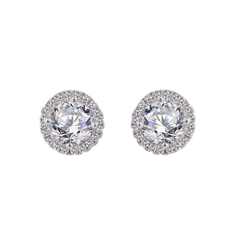 Inlaid Zircon Geometric Stud Earrings