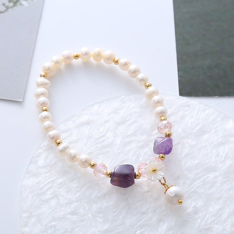 Natural Freshwater Pearl Crystal Bracelet