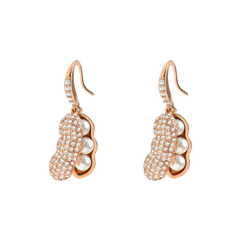 Diamond Peanut Pearl Earrings