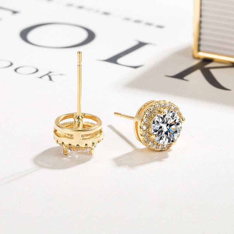 Inlaid Zircon Geometric Stud Earrings