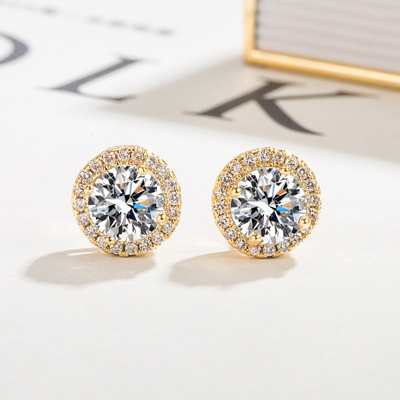 Inlaid Zircon Geometric Stud Earrings