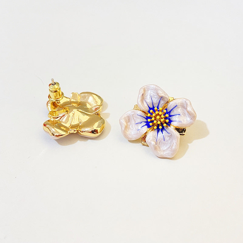 Enamel Flower Stud Earrings