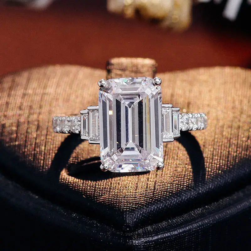 Square Inlaid Zircon Ring