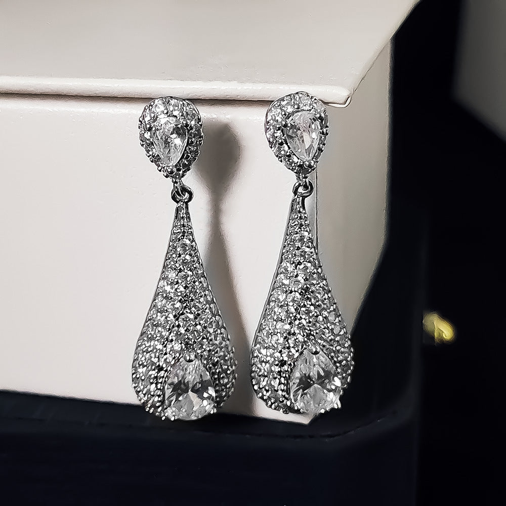 Needle Water Drop Long Earrings