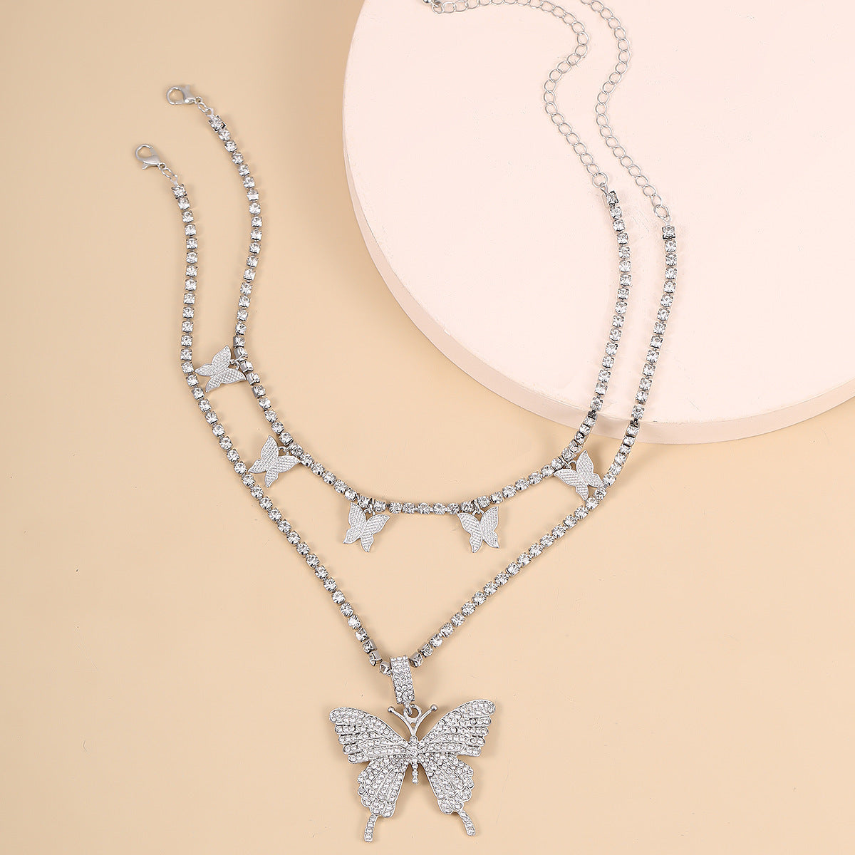 Multi-layered necklace butterfly