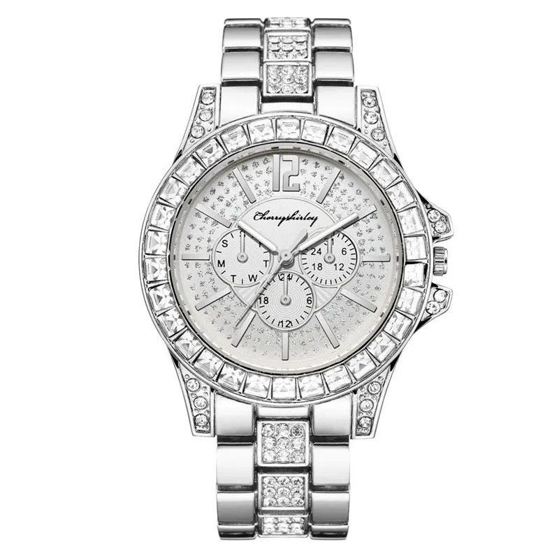 Diamond Three-eye Steel Belt Watch