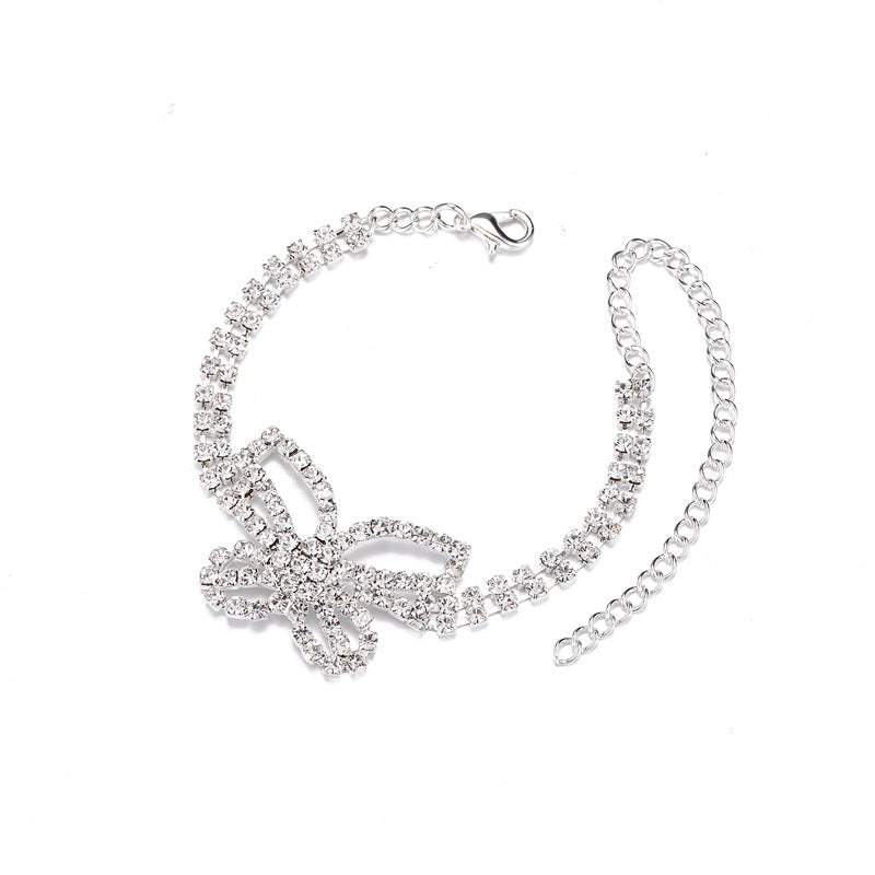 Butterfly Multi-layer Rhinestone Anklet