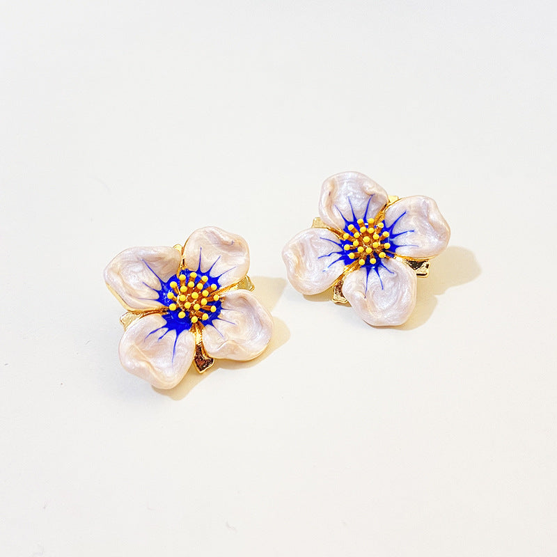 Enamel Flower Stud Earrings