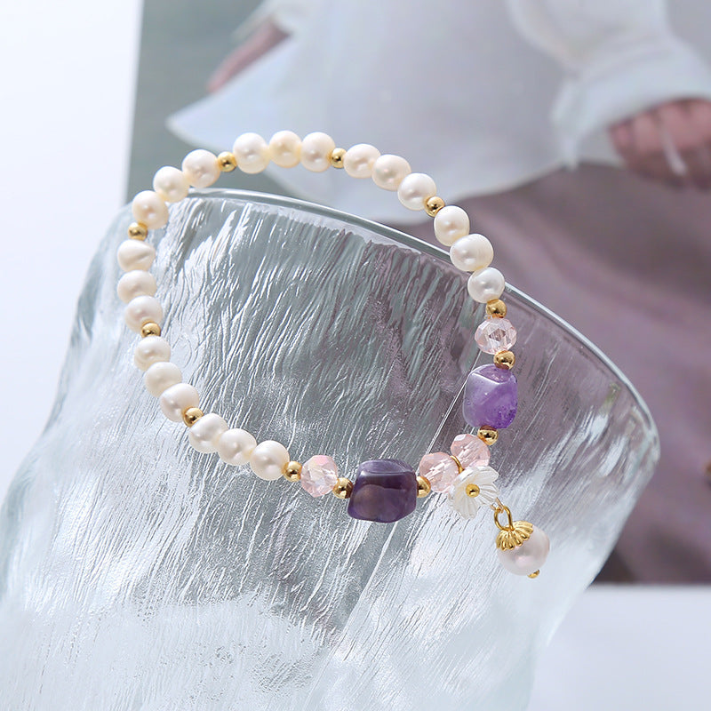Natural Freshwater Pearl Crystal Bracelet