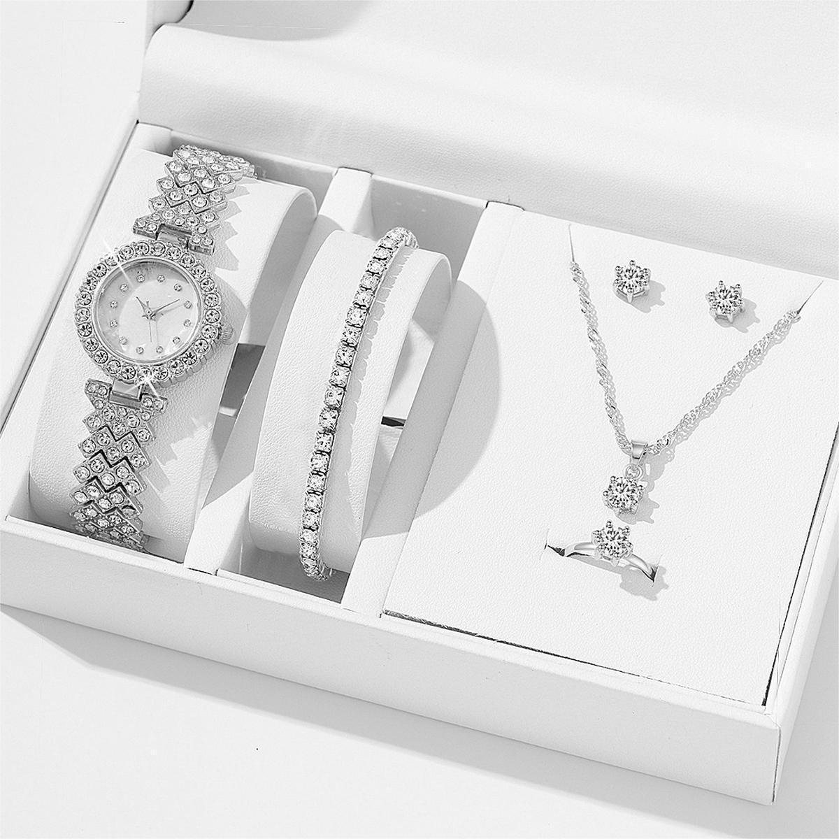 Alloy watch Necklace Earrings Bracelet Ring set