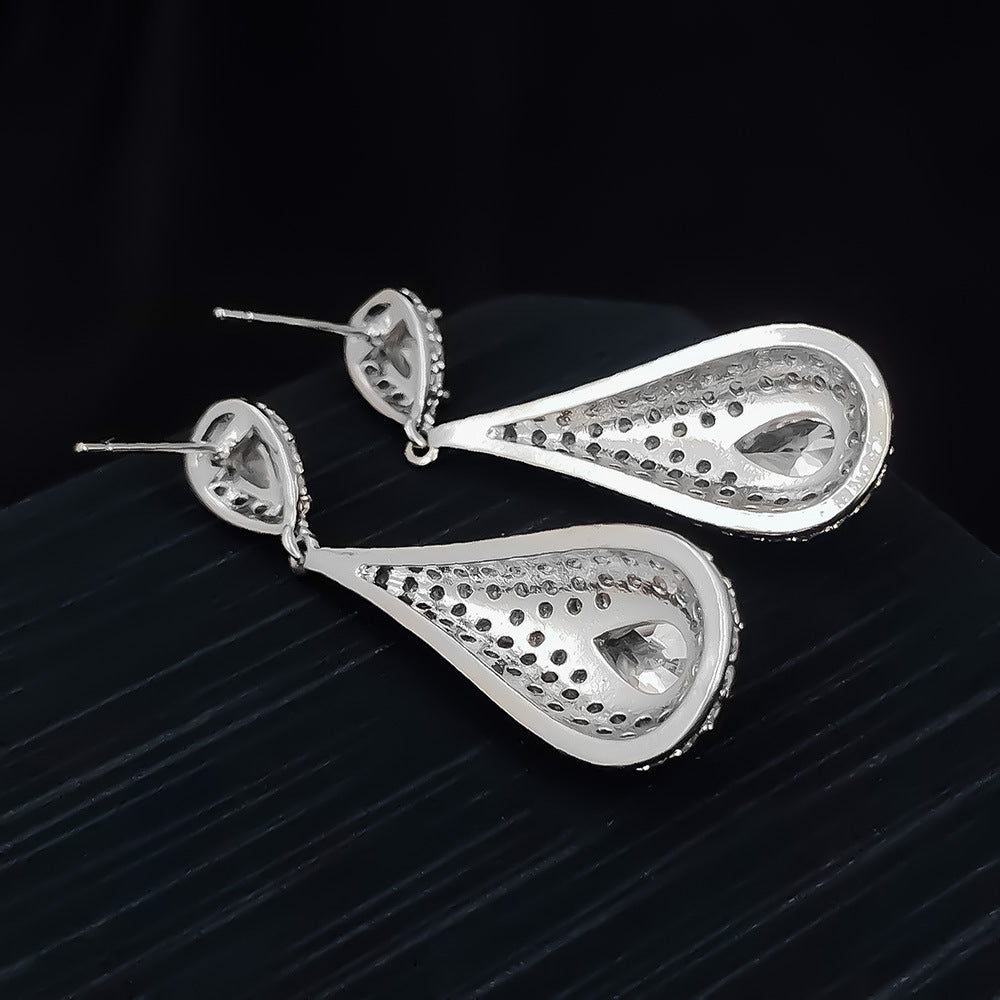 Needle Water Drop Long Earrings