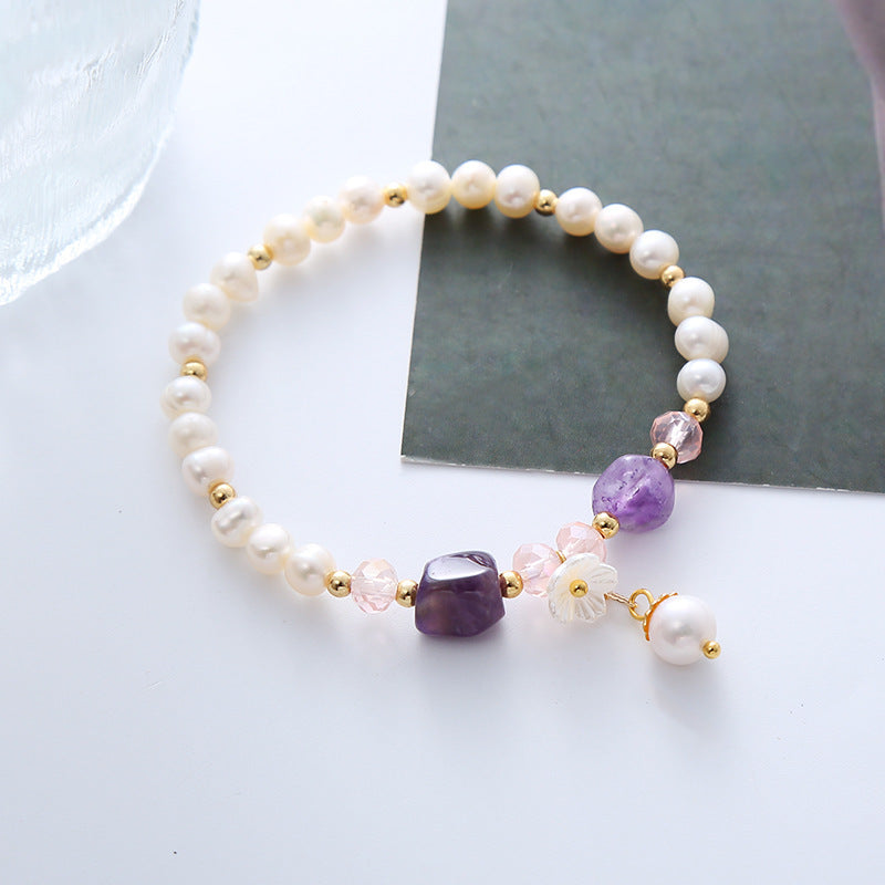 Natural Freshwater Pearl Crystal Bracelet