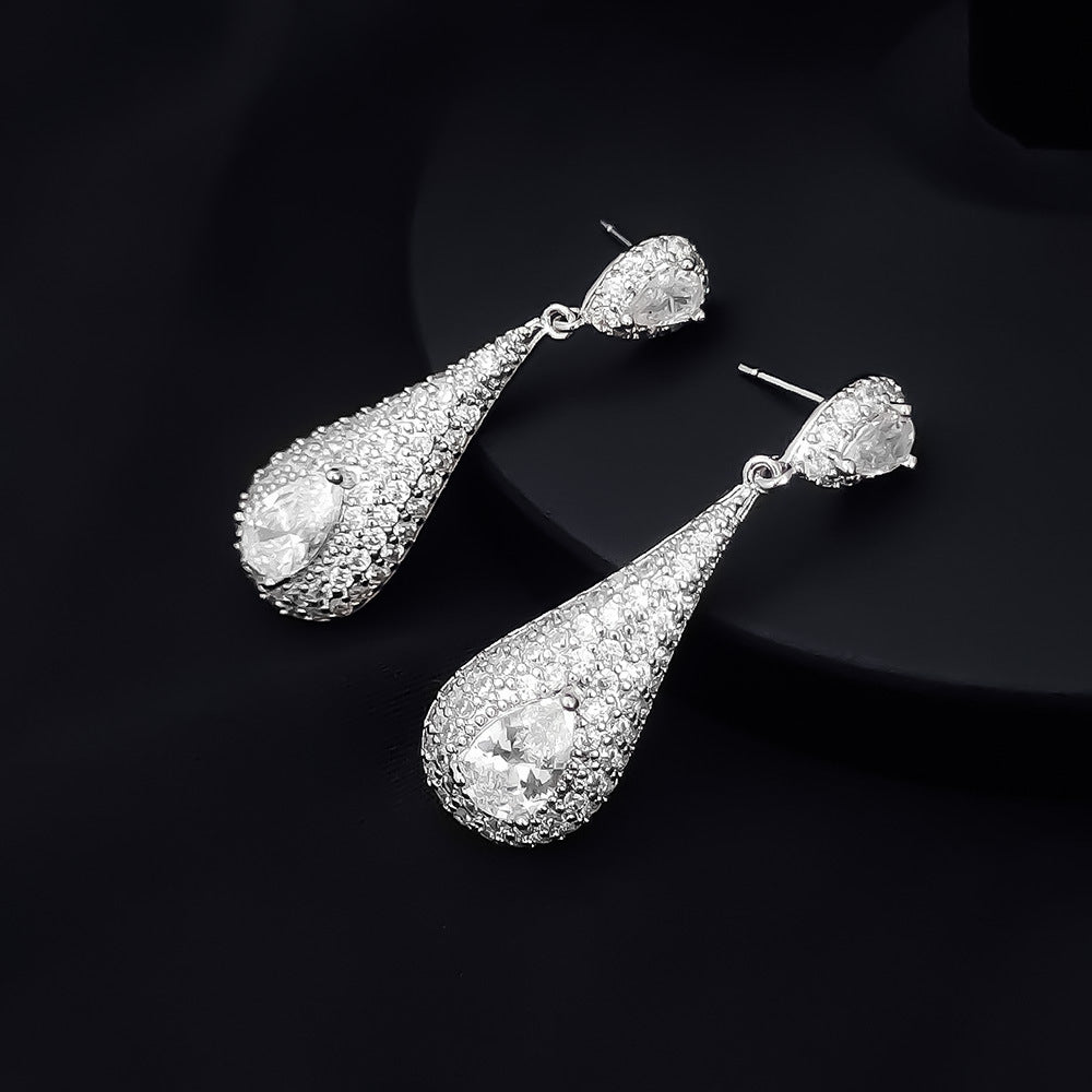 Needle Water Drop Long Earrings