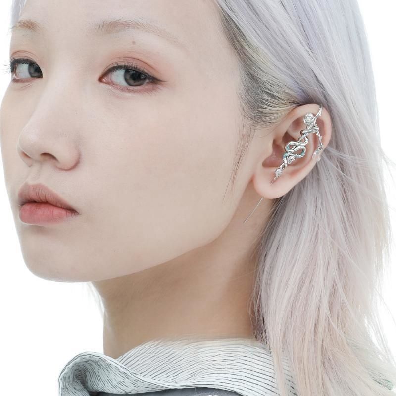 Exaggerated Ice-sealed Snake Ji Piercing Earrings