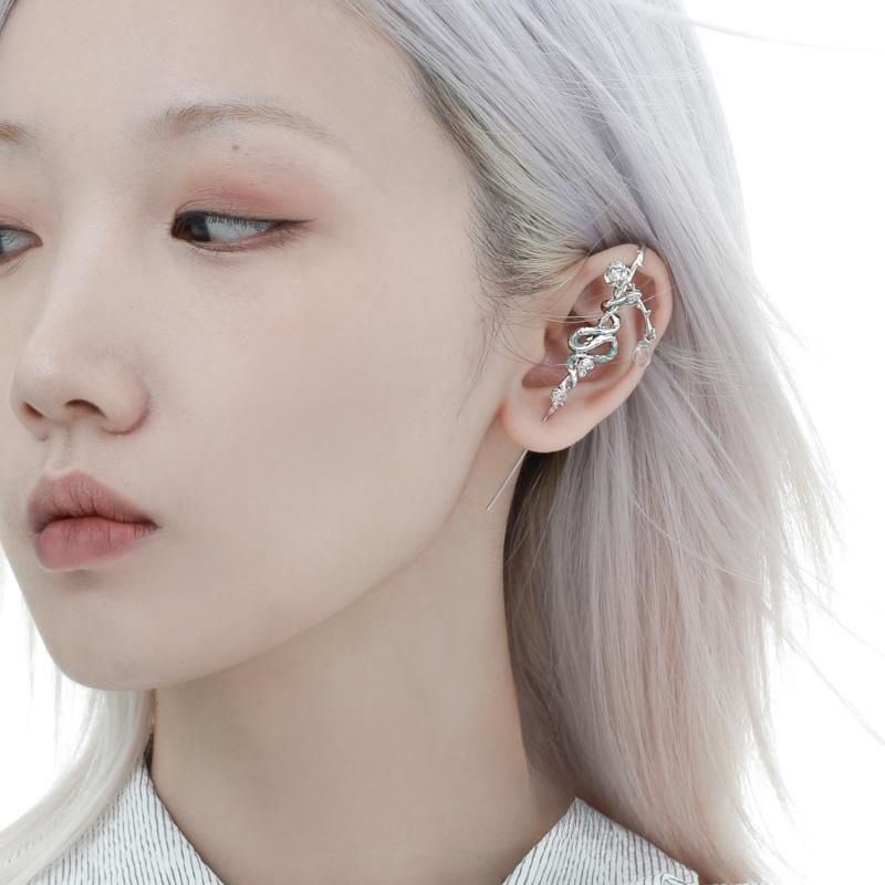 Exaggerated Ice-sealed Snake Ji Piercing Earrings