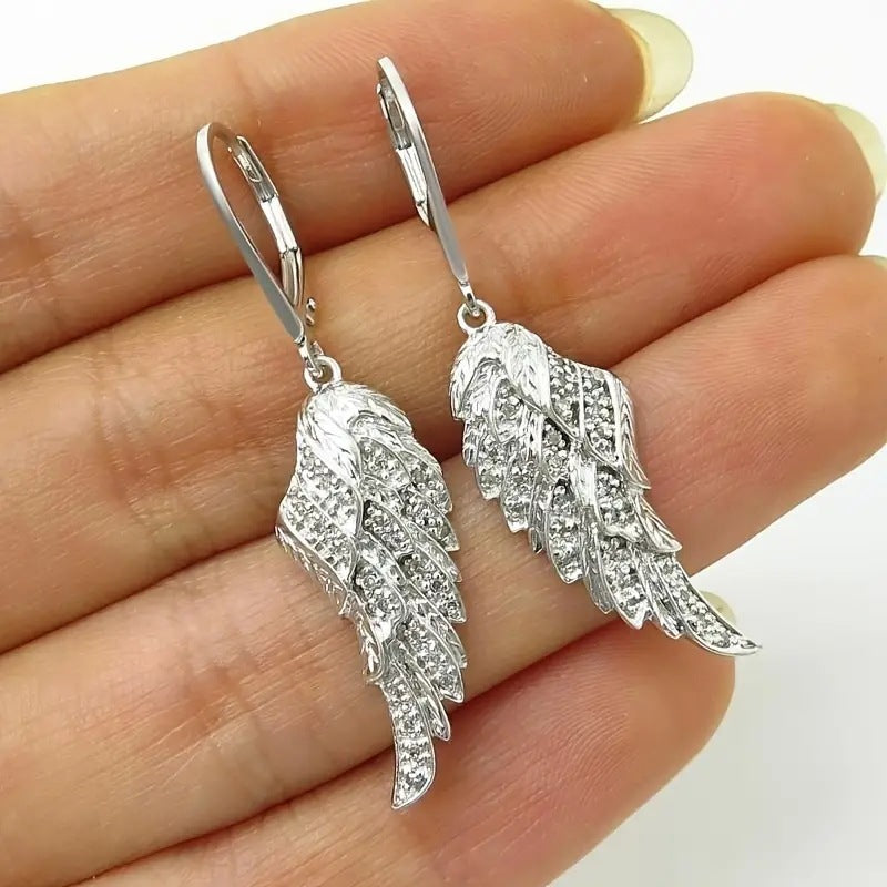 Pendant Earrings Exquisite Luxury Feather Leaf