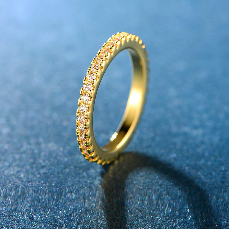 Single Row Full Rhinestone Zircon Ring