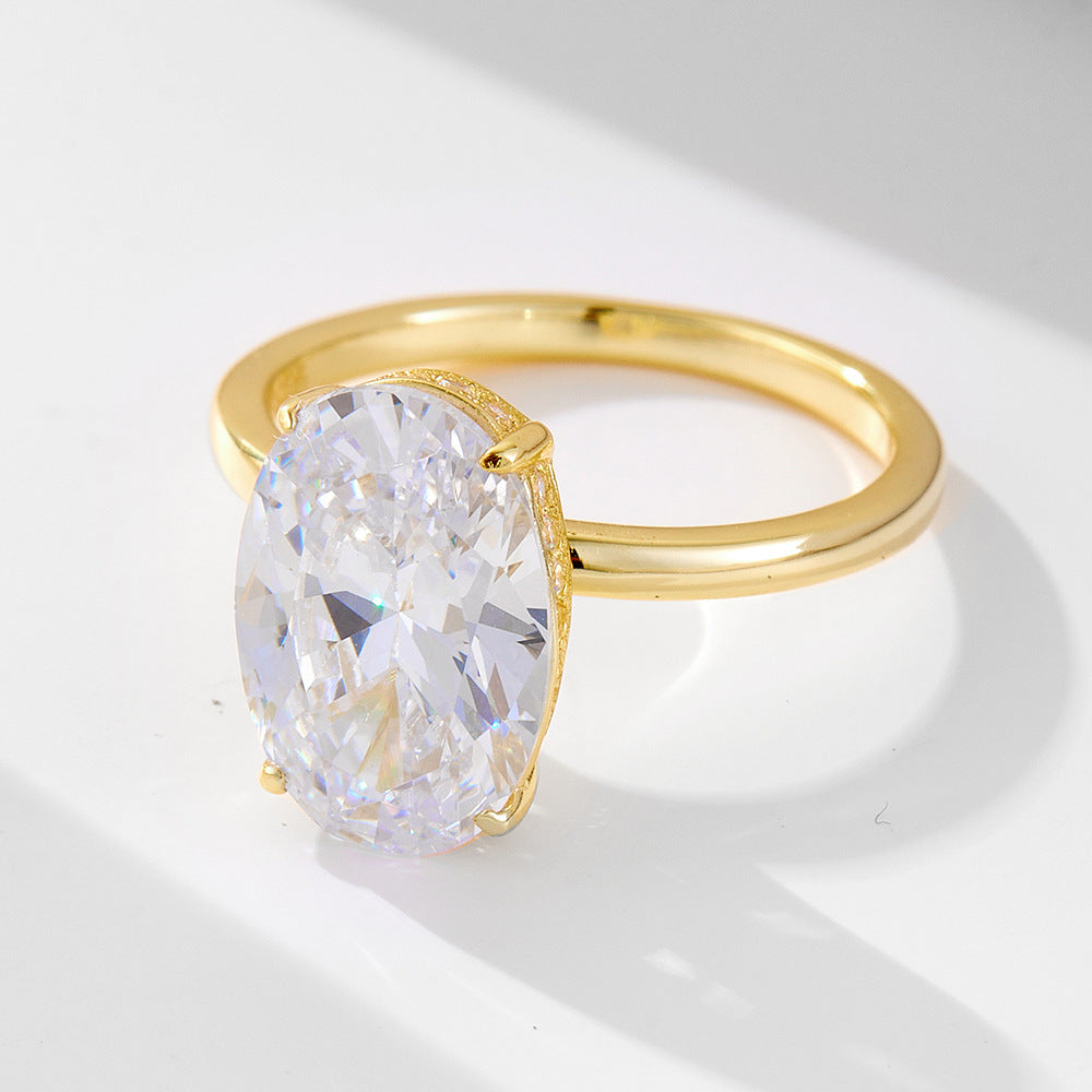 Oval Egg-shaped Ice Flower Cut Zircon Ring