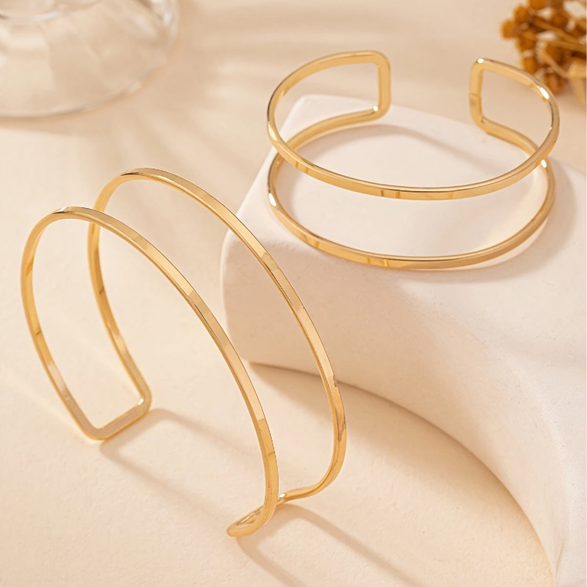 Double-layer Hollow Gold Bangle Bracelet
