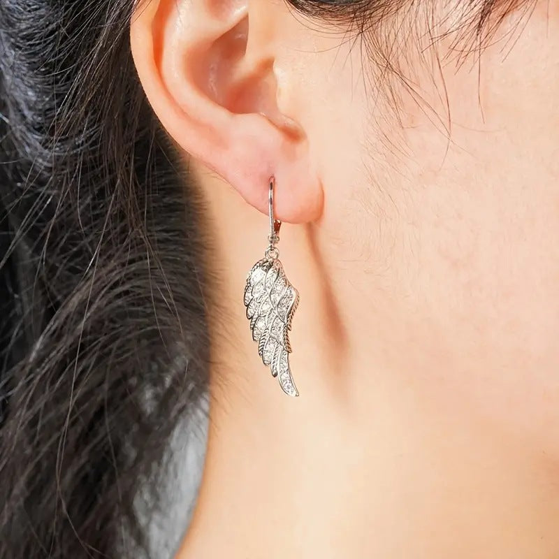 Pendant Earrings Exquisite Luxury Feather Leaf