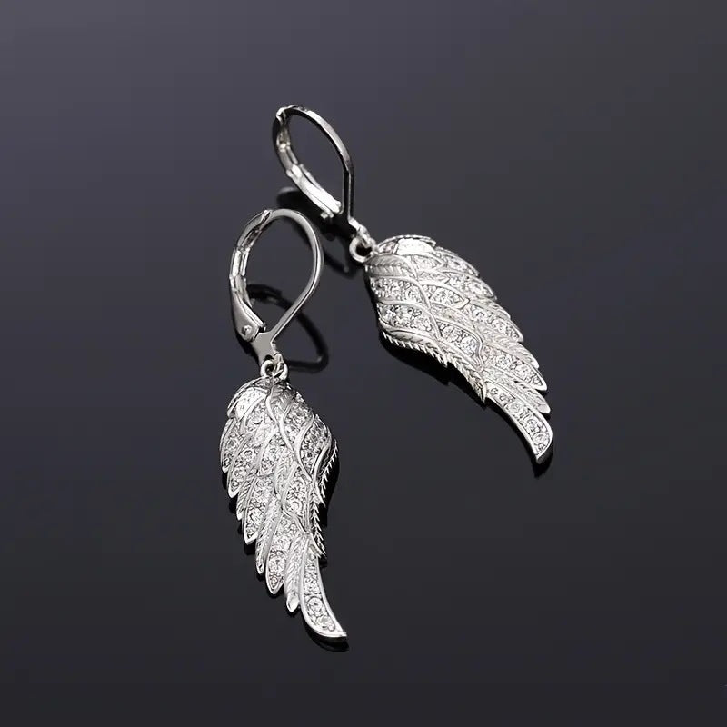 Pendant Earrings Exquisite Luxury Feather Leaf