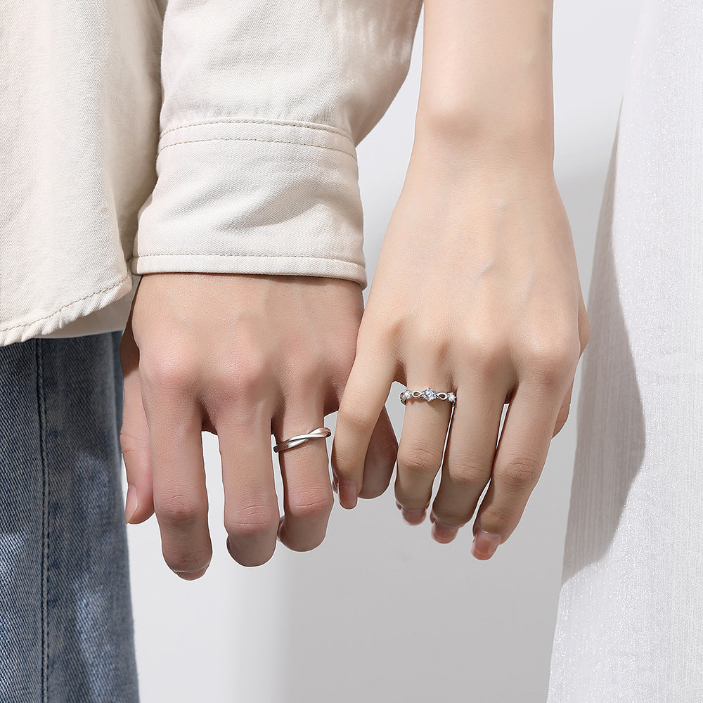 Silver Silk Couple Ring