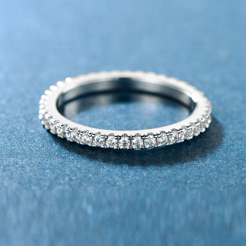 Single Row Full Rhinestone Zircon Ring