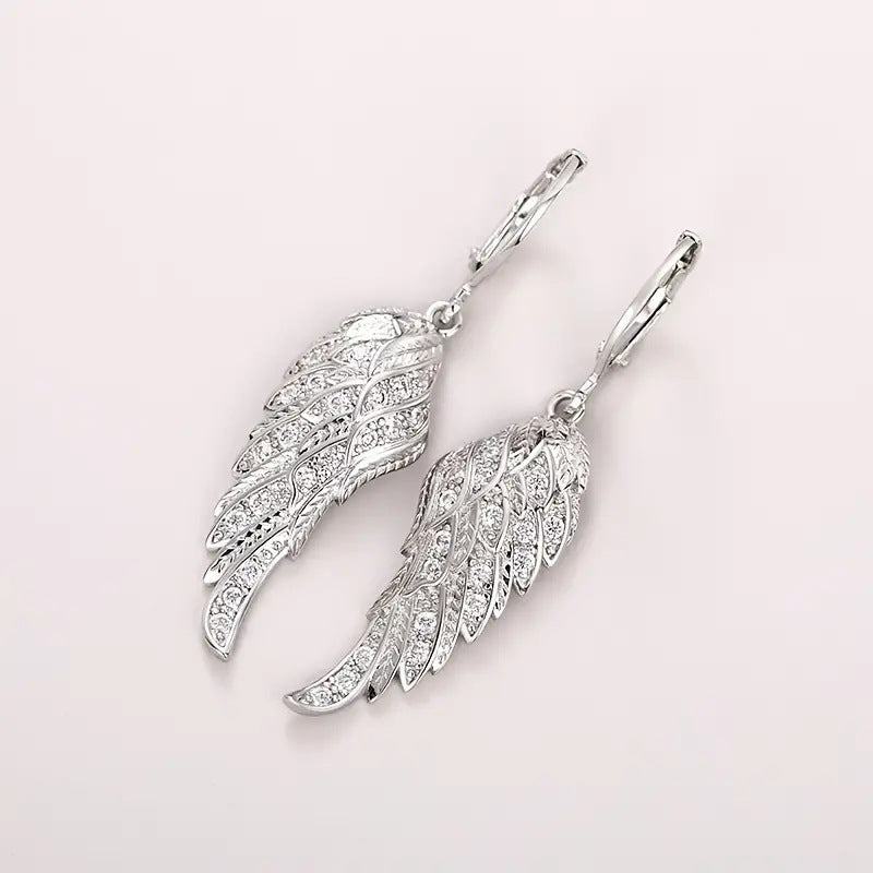 Pendant Earrings Exquisite Luxury Feather Leaf