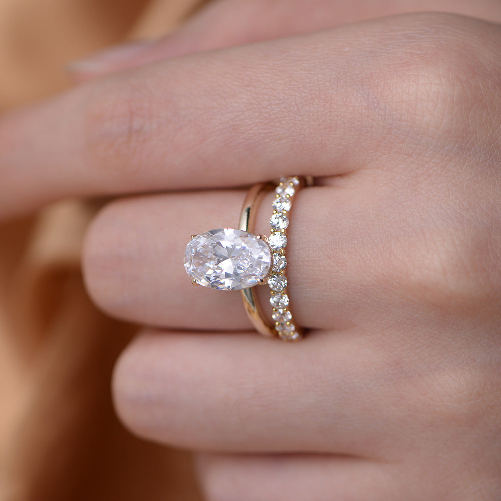 Oval Egg-shaped Ice Flower Cut Zircon Ring