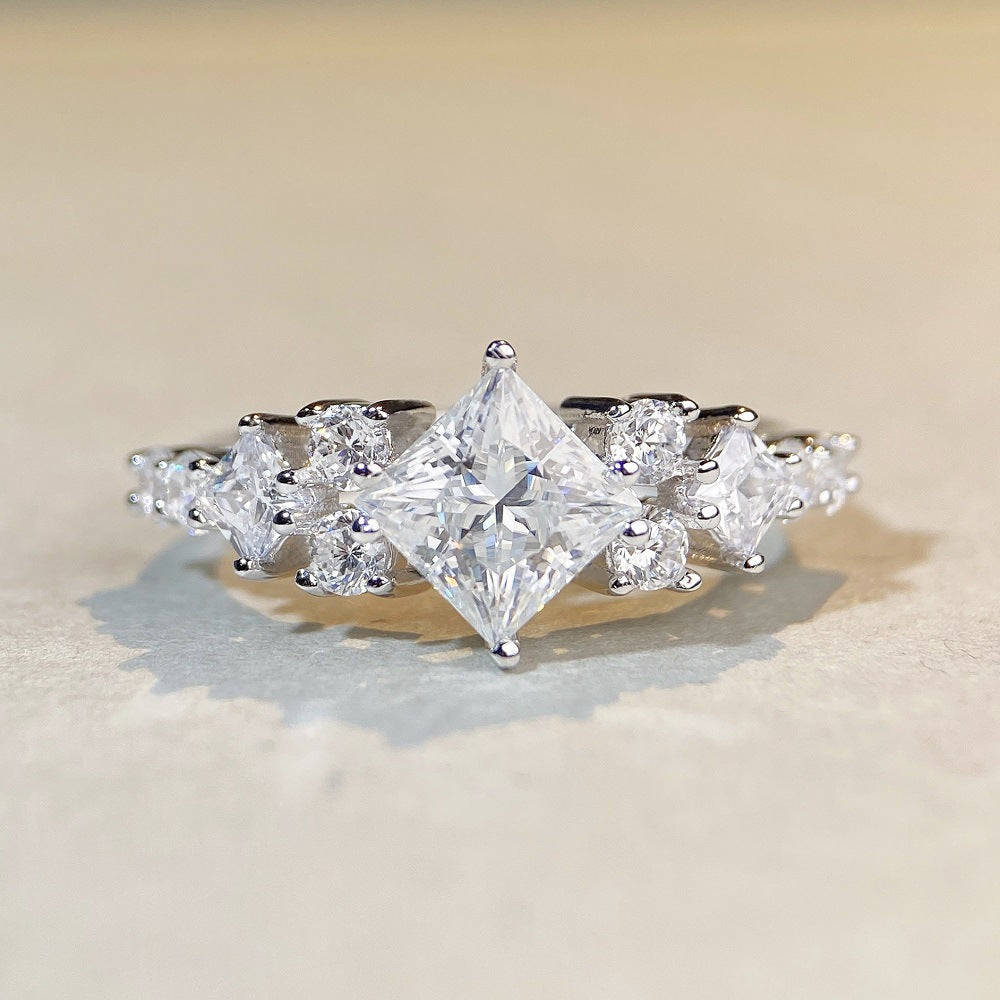 Princess Square Bag Moissanite Ring