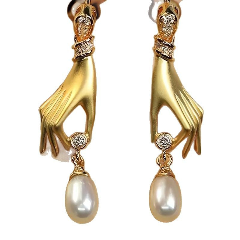 Palm Pearl Eardrops Earrings