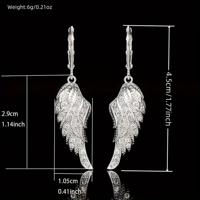 Pendant Earrings Exquisite Luxury Feather Leaf