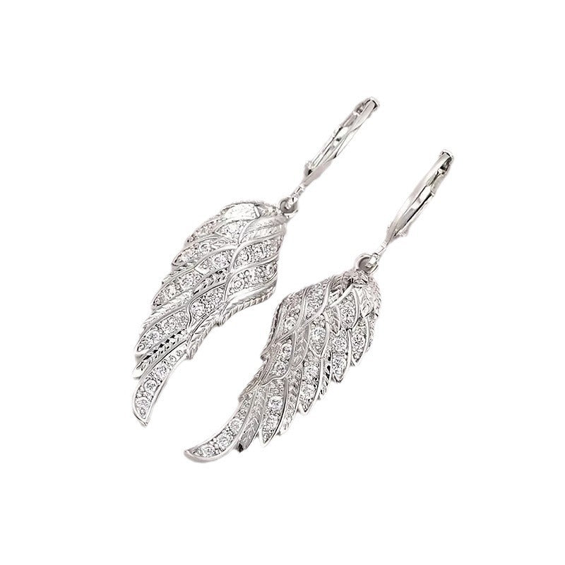 Pendant Earrings Exquisite Luxury Feather Leaf