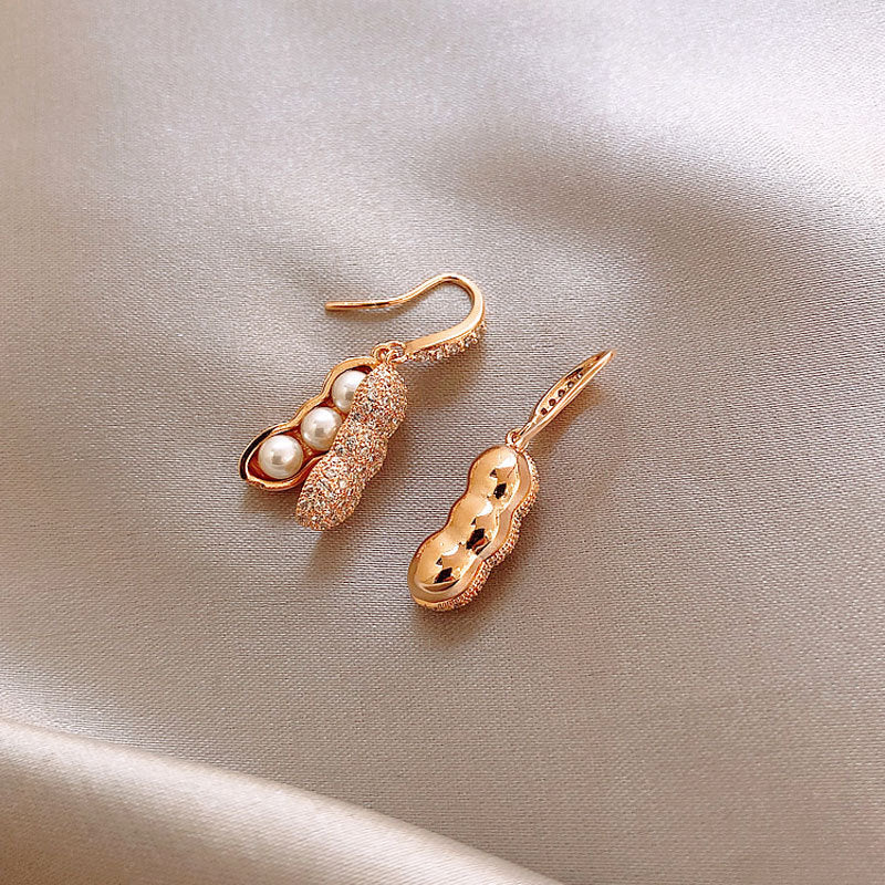 Diamond Peanut Pearl Earrings