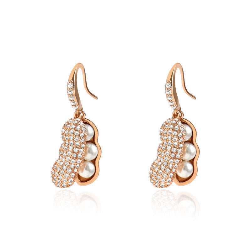 Diamond Peanut Pearl Earrings