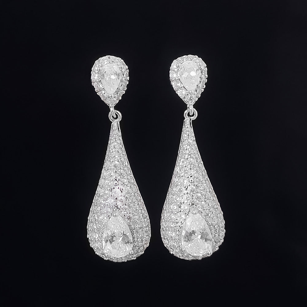 Needle Water Drop Long Earrings