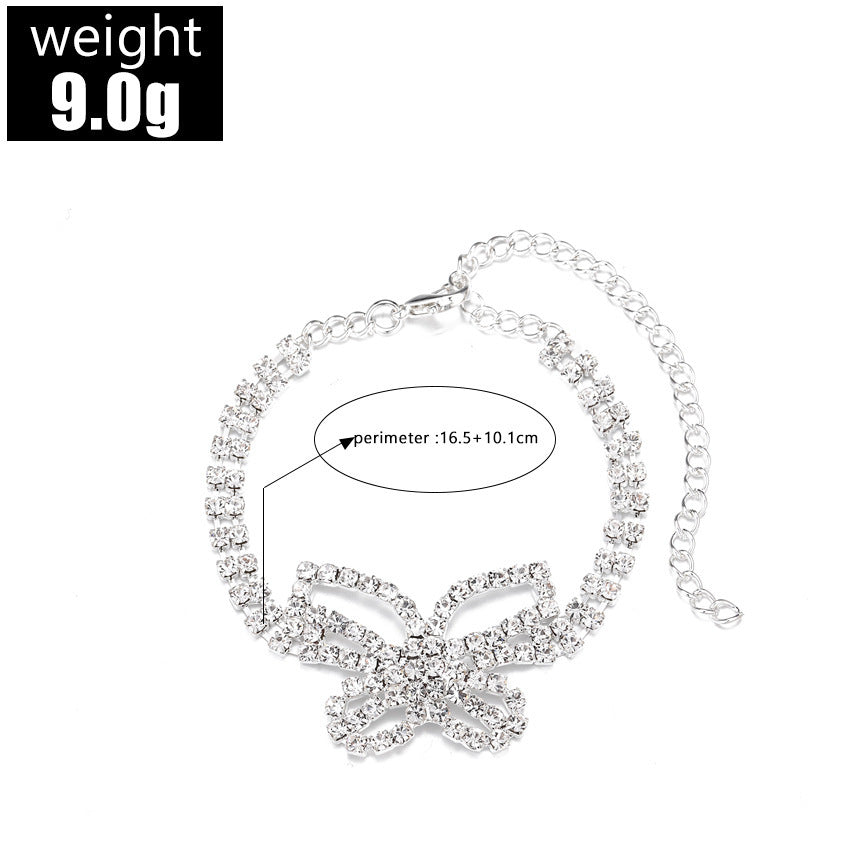 Butterfly Multi-layer Rhinestone Anklet