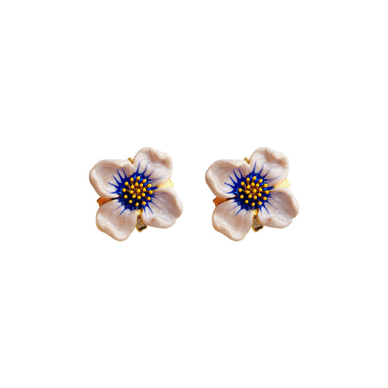 Enamel Flower Stud Earrings