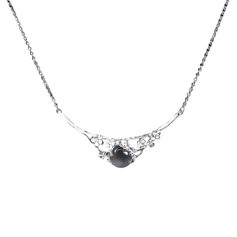Moonlight White Chalcedony Plum Necklace
