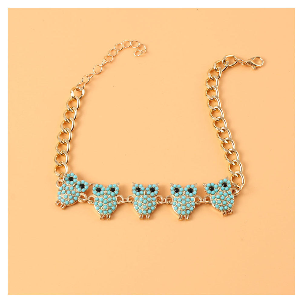 Vintage Alloy Owl Pendant Anklet