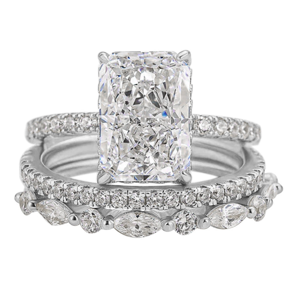 Sterling Silver Shiny Ice Flower Cut Zircon Ring